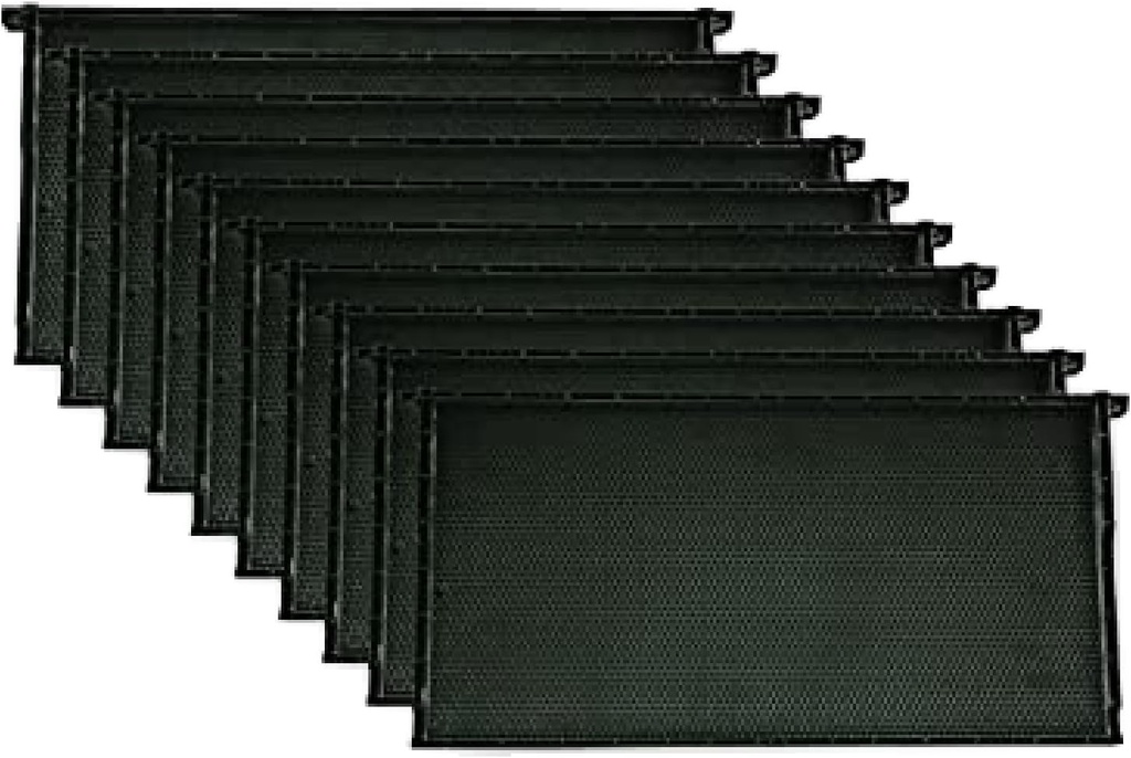 Mann Lake Premium Arı Koruma Çerçeveleri, All-in-One Frame & Foundation, Natural Beeswax Kaplama, Universal Fit, BPA & BPS Free, 9 1/8 Inches, Black, 10Pack