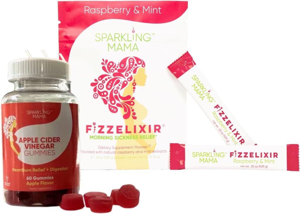 Dora'nın Sabah Hastalığı Yardımı - Raspberry Mint, 8 Kont ve Apple Cider Vinegar Gummies | Delicious Apple Flavor, 60 Gummies