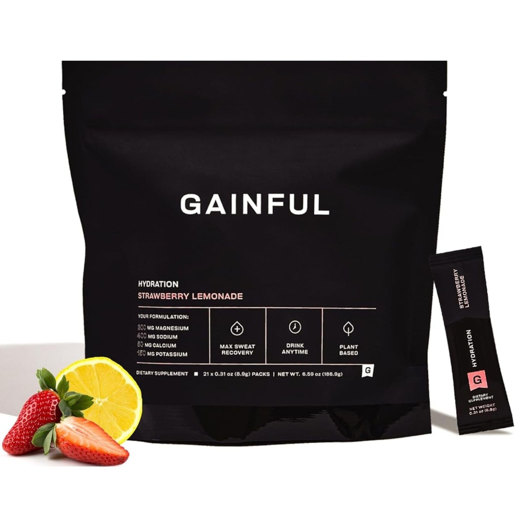 Parlak Hydration Toz Paketleri, Caffeine Free with Key Electrolytes and Magnezyum sodyum, Energy Support, Low Sugar, Strawberry Lemonade, 21 Sticks