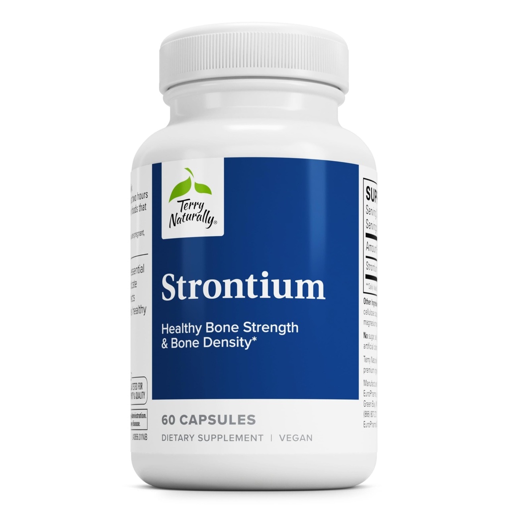 Terry Natural Strontium - Bone Health & Strength Support - Supplement with Vegan Capsules - Health Supplement with Strontium Citrate for Superior Abors - 60 Capsules