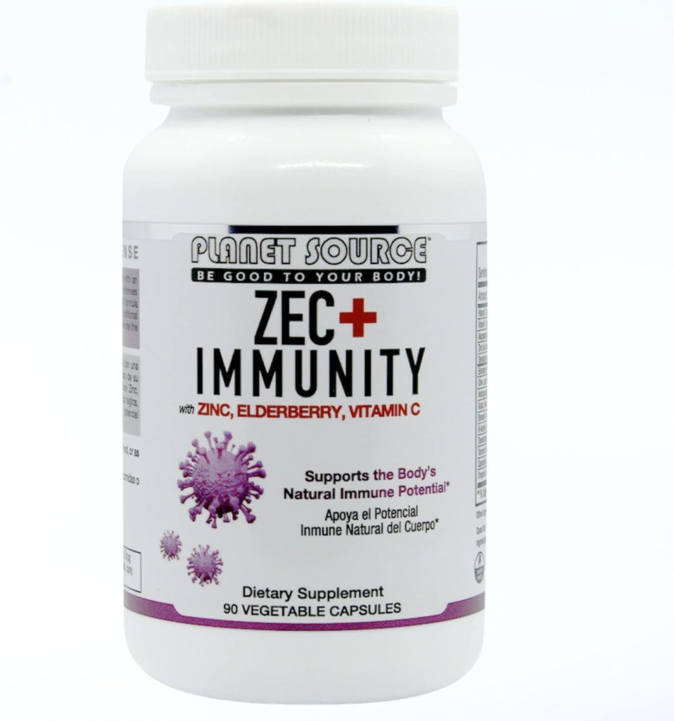 ZEC+ Immunity - Çinko, Elderberry ve C vitamini olan Yetişkin Vitaminler - Doğal Yaşlı Immune Sağlıklı Yaşam için Supplement - 90 Kont Veggie Capsules