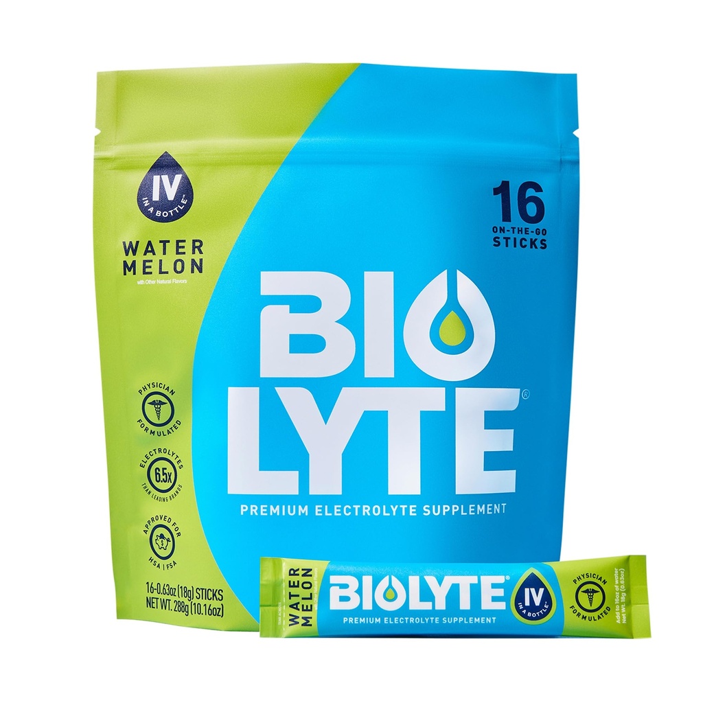 BIOLYTE IV Elektrolyte Toz Paketleri, IV Sıvı Su için Mix, Doktor-Developed Hydration, Onaylanmış Dehidrasyon Yardımı, Chemoterapi Kadınlar ve Erkekler için Sahip olmalıdır - Watermelon (16 Pack)