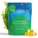 Calgee Vegan Omega 3-450 mg DHA & EPA Fatty Asits - Sürdürülebilir Algae Petrol - Bitki bazlı Fish Oil Alternative - Carrageenan-Free Softgels (60 Ct)