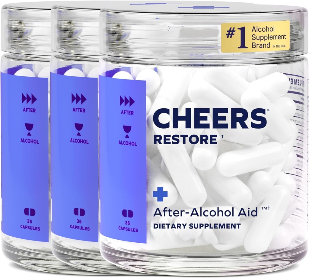 Cheers Restore | Tamam with DHM + L-Cysteine | Feel Better After Drink & Support Your Liver | 36 Dos | Dihidrmyricetin, Cysteine, Milk Thistle, Prickly Pear, B-Vitamins, Ginger