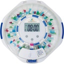 SenyerKare 28-Day Otomatik Pill Akrilik with Alarm & Alzheimer's Care, Drug Organizer w/Easy-Read LCD Ekran, Sound & Light & Key Alerts for Drug, Vitamins, Supplements, Clear Lid