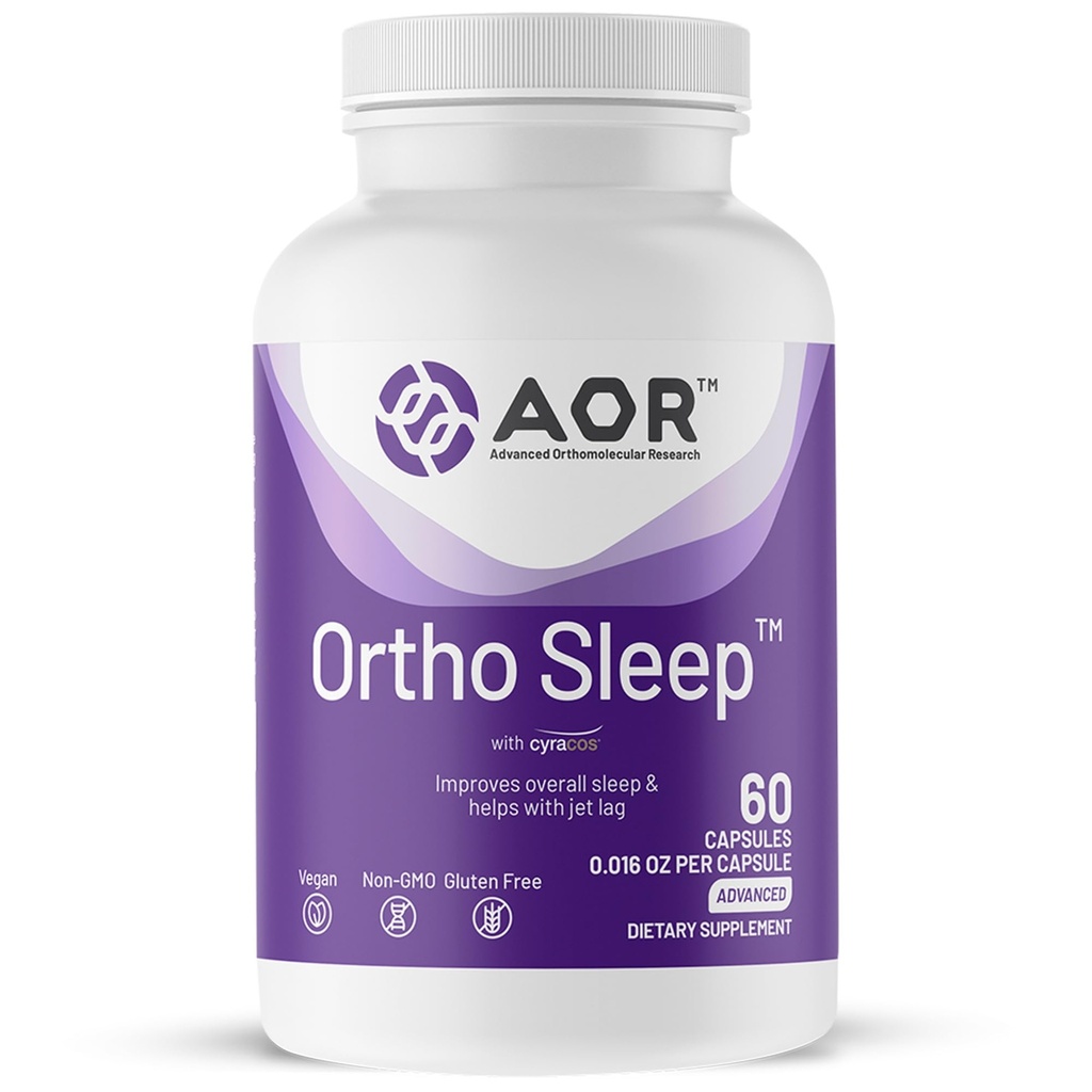 AOR, Ortho Sleep, General Sleep & Helps with Jet lag, Natural Supplement with GABA, Melatonin, L-Theanine, Vegan, 30 Hizmet (60 Capsules)