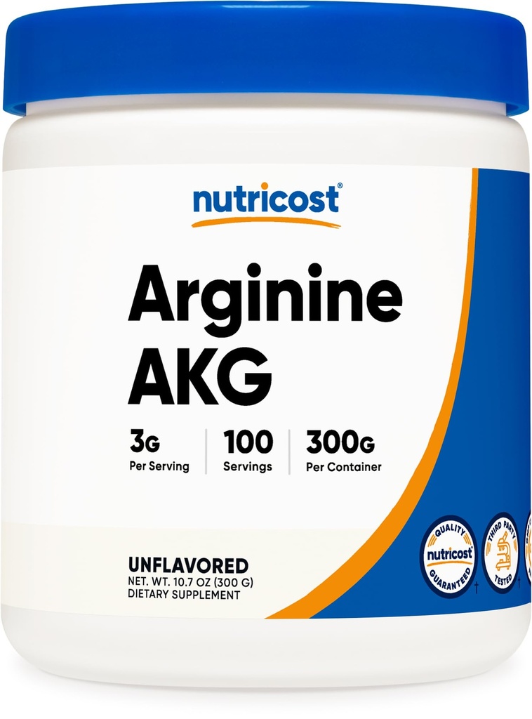 Nutricost Arginine AKG Toz 300 Grams (AAKG) - 3G Oda ve 100 Hizmet - Saf Arginine Alpha Chemglutarate