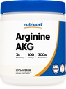 Nutricost Arginine AKG Toz 300 Grams (AAKG) - 3G Oda ve 100 Hizmet - Saf Arginine Alpha Chemglutarate