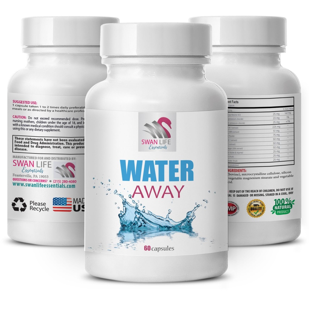 Doğal diuretik karışım - WATER AWAY - Diuretic kompleksi, Diuretic kompleksi, Su dengesi yönetimi, Doğal bloating desteği, Herbal suyu, Diuretic otları, Akış Yönetimi 1Bot 60Caps