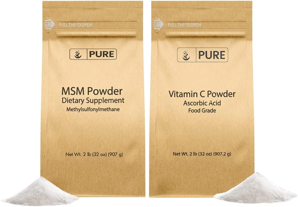 PURE ORIGINAL INGREDIENTS Vitamin C Toz & Metilsulfonylmethane MSM Toz Paketi, (2 lb) Her zaman Pure, Diyet Supplements