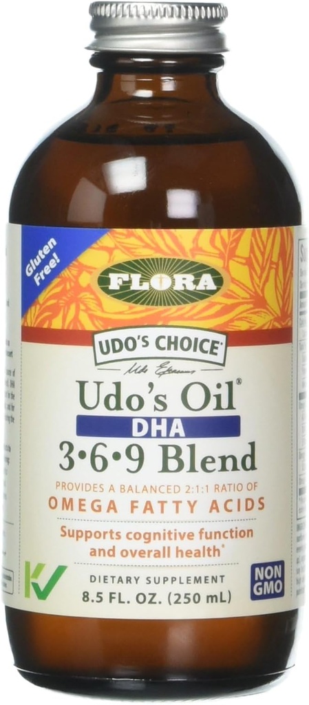 UDO'nun Triple Omega 3-6-9 DHA Oil Mix, 8.5 oz - Non-GMO & Gluten Free
