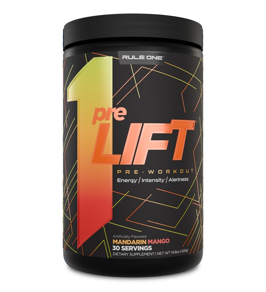 Kural 1 preLIFT Pre-Workout - 6g Citrulline, 3.2g Beta Alanine, 3 Caffeine Sources + 20 Diğerleri Enerji, Uyarılık ve Endurance (30 Hizmet, Mandarin Mango)