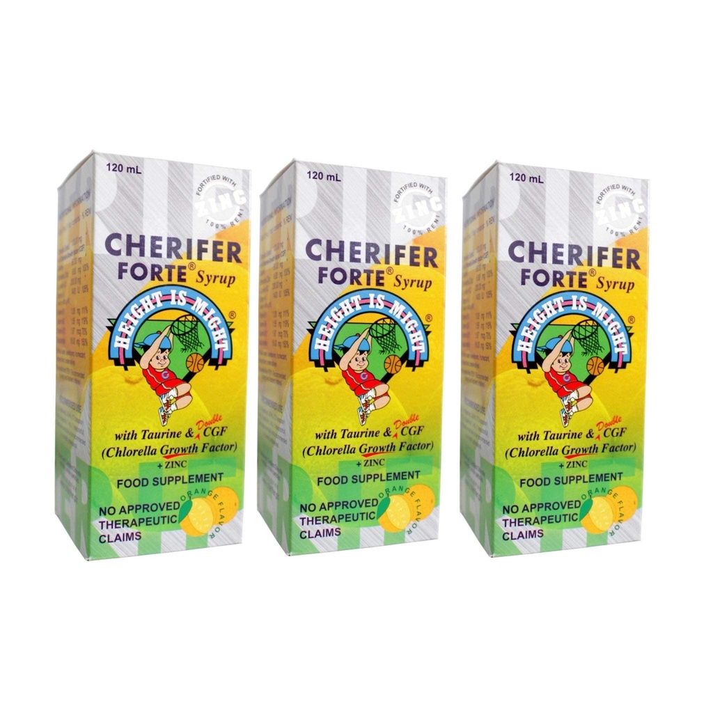 3 CHERIFER Forte Syrup w/Taurine & Double Klorella Büyüme Faktörü + çinko 120 ml