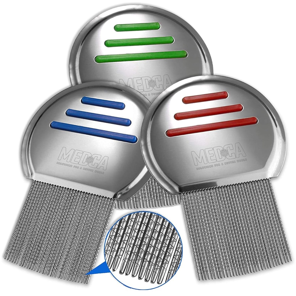 Lice Comb - (Pazar 3) Şef Lice Tedavisi Bu Bireysel Olarak Paketli Profesyonel Paslanmaz Çelik Louse ve Nit Combs Yumurtaları Konfor için Yuvarlak İpuçları