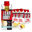 Lean Body Ready-to-Drink Pina Colada protein Shake, 40g proteini, Whey Mix, 0 Sugar, Gluten Free, 22 Vitamins & Minerals, 17 Fl Oz (Paketi 12)