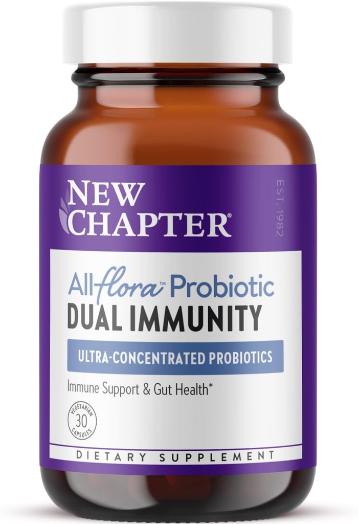 Yeni Bölüm All-FloraTM Probiyotik Dual Immunity, Klinik-Strength Malzemeler - Active Immune Support & Gut Health + Immune-Boosting Fermented Postbiyotiks, 30 ct