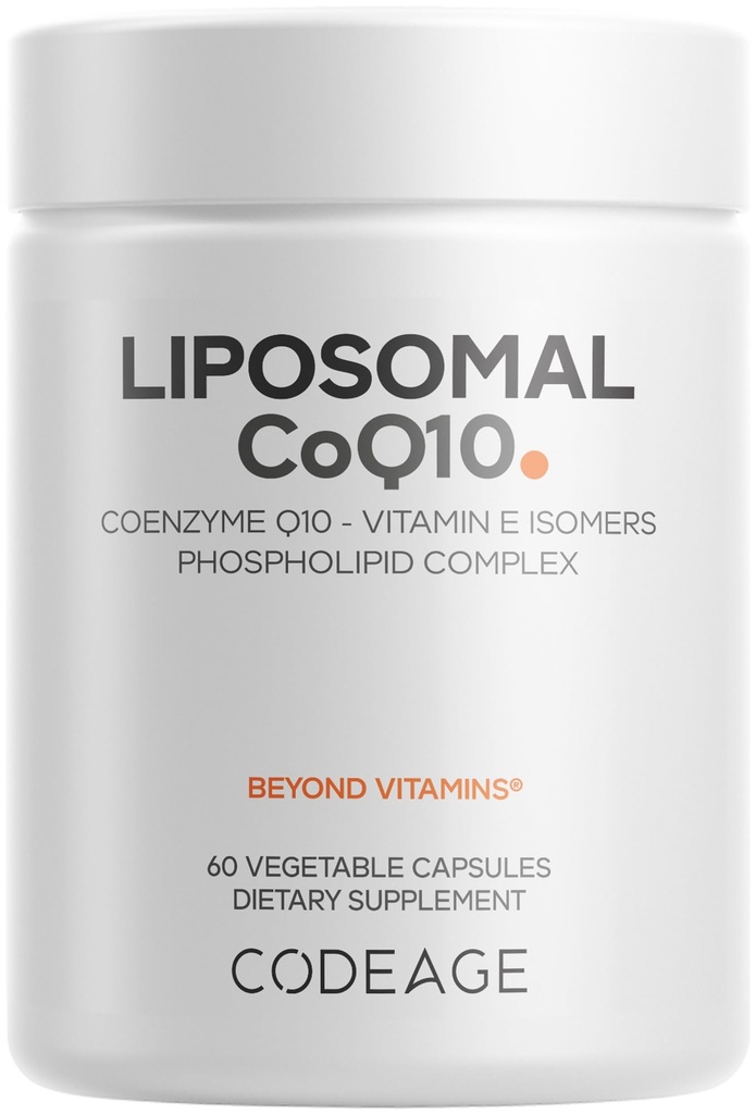 Kodage Liposomal CoQ10 Supplement - 125 mg Coenzyme Q10 Vitamin E Isomers Tocopherols - 2Month Supply - 1 Capsule Per - Liposomal Delivery - Vegan, Non-GMO, Gluten-Free - 60 Capsules