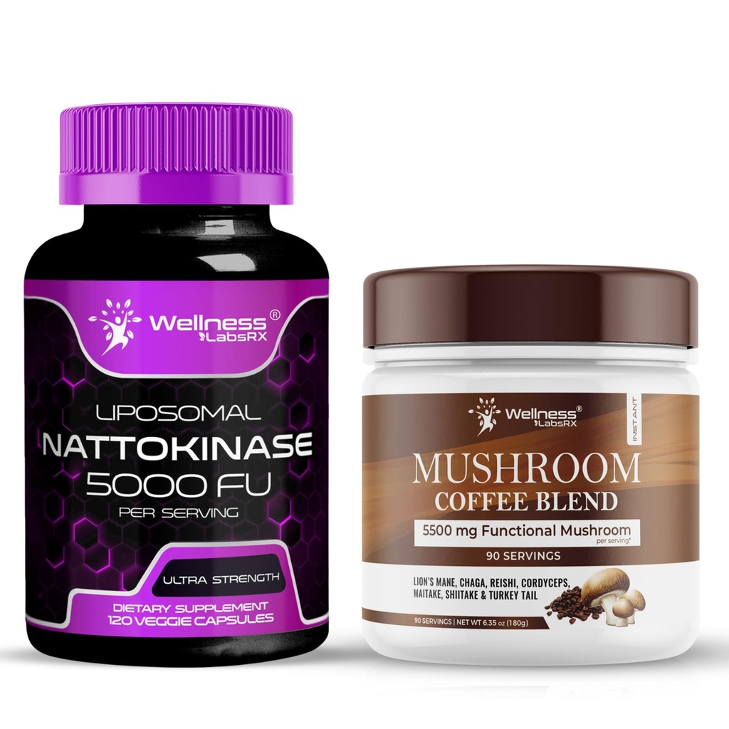 WELLNESS LABSRX Nattokinase Supplement Capsules 5000 FU - Mushroom Kahve