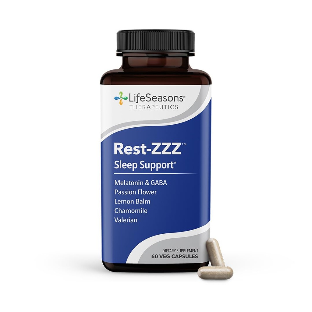 Yaşam Sezonları Rest-ZZZ - Doğal Uyku Desteği Tamam - Fall Asleep & Stay Asleep - Calms Nervous System - Ease Kas Ger & Restless - Low Dose Melatonin GABA & Chamomile - 60 Capsules