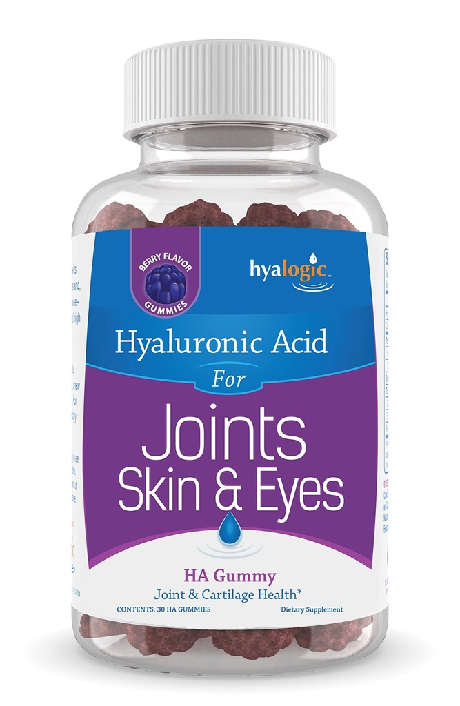 Hyalogic Hyaluronik Asit Gummies Karma Berry Flavor HA Gummies – Yetişkinler için Gluten-Free Gummy Vitaminleri - Ortaklar için HA Supplement, Skin & Eyes (30 Count)