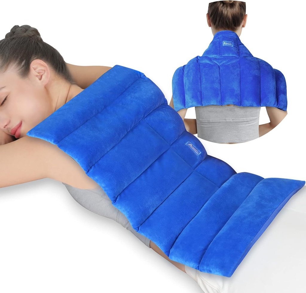 Atsuwell Büyük Mikrodalga Isıtma Pad arka için, 22 x 13 " Full Back Heat Pad Microwavable with Warm and Cold Capsule, Reusable Microwavable Isıtmalı Pads for weekend Omuz omuzları için, Blue