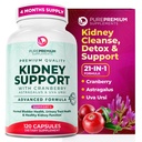 PurePremium Kidney Support Supplement – Kidney Cleanse Detox & Tamir with Cranberry Extract & Astragalus - 21-in-1 Kompleksi Normal Bladder, Urinary Tract & Kidneys Health - 120 Day Supply
