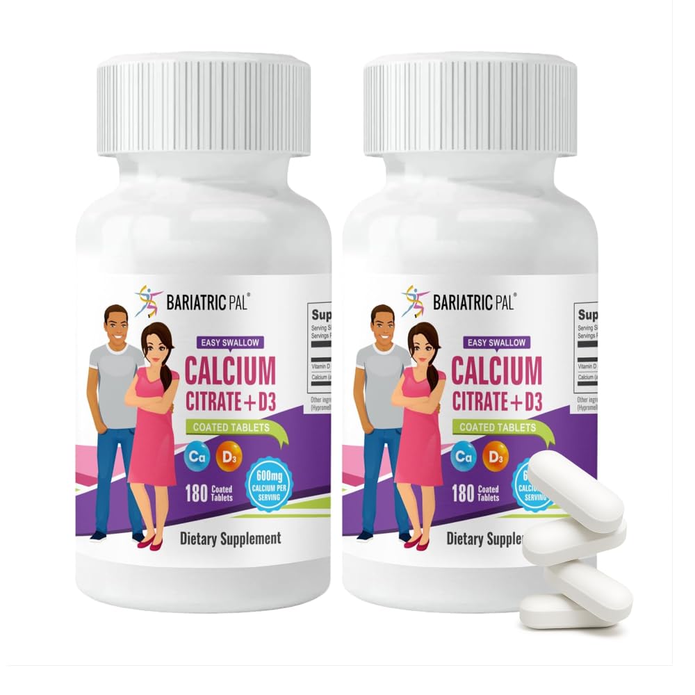 BariatricPal Easy Swallowdis Citrate (600 mg) ve D3 Kaplama Tabletleri (60-Day Supply)