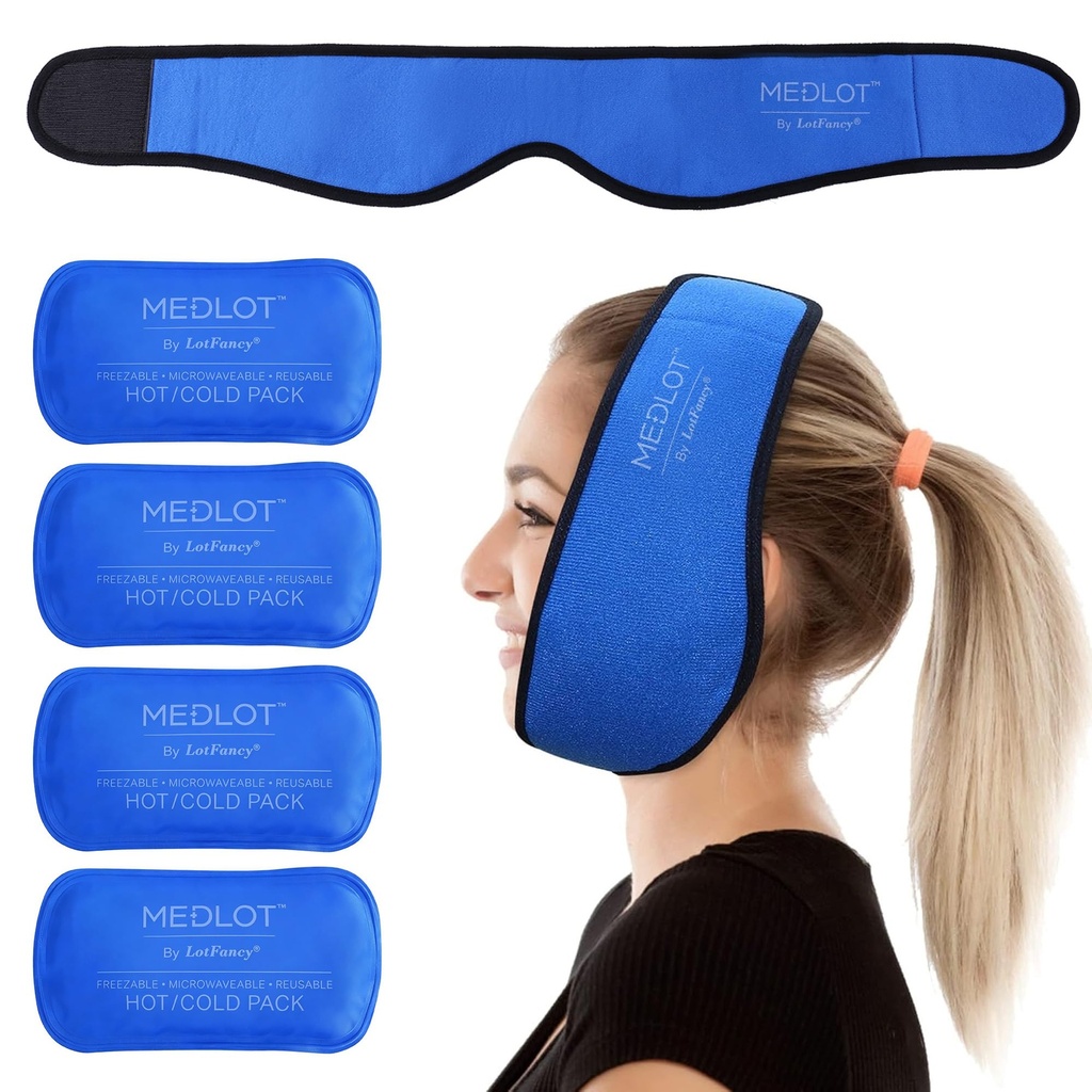 LotFancy Face Ice Pack TMJ, Bilge Dişler, 4 Reusable Hot Cold Therapy Gel Packs, Head, Oral ve Yüz Cerrahisi, Diş İmplantları, Blue Eye Cerrahisi, Diş İmplantları, Blue