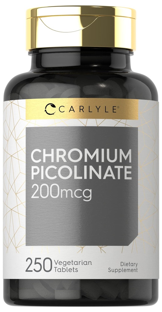 Carlyle Chromium Picolinate 20006 | 250 Vejetaryen Tabletler | Yüksek Aborpsiyon | Non-GMO, Gluten Free Supplement Supplement Supplement
