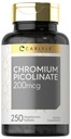 Carlyle Chromium Picolinate 20006 | 250 Vejetaryen Tabletler | Yüksek Aborpsiyon | Non-GMO, Gluten Free Supplement Supplement Supplement
