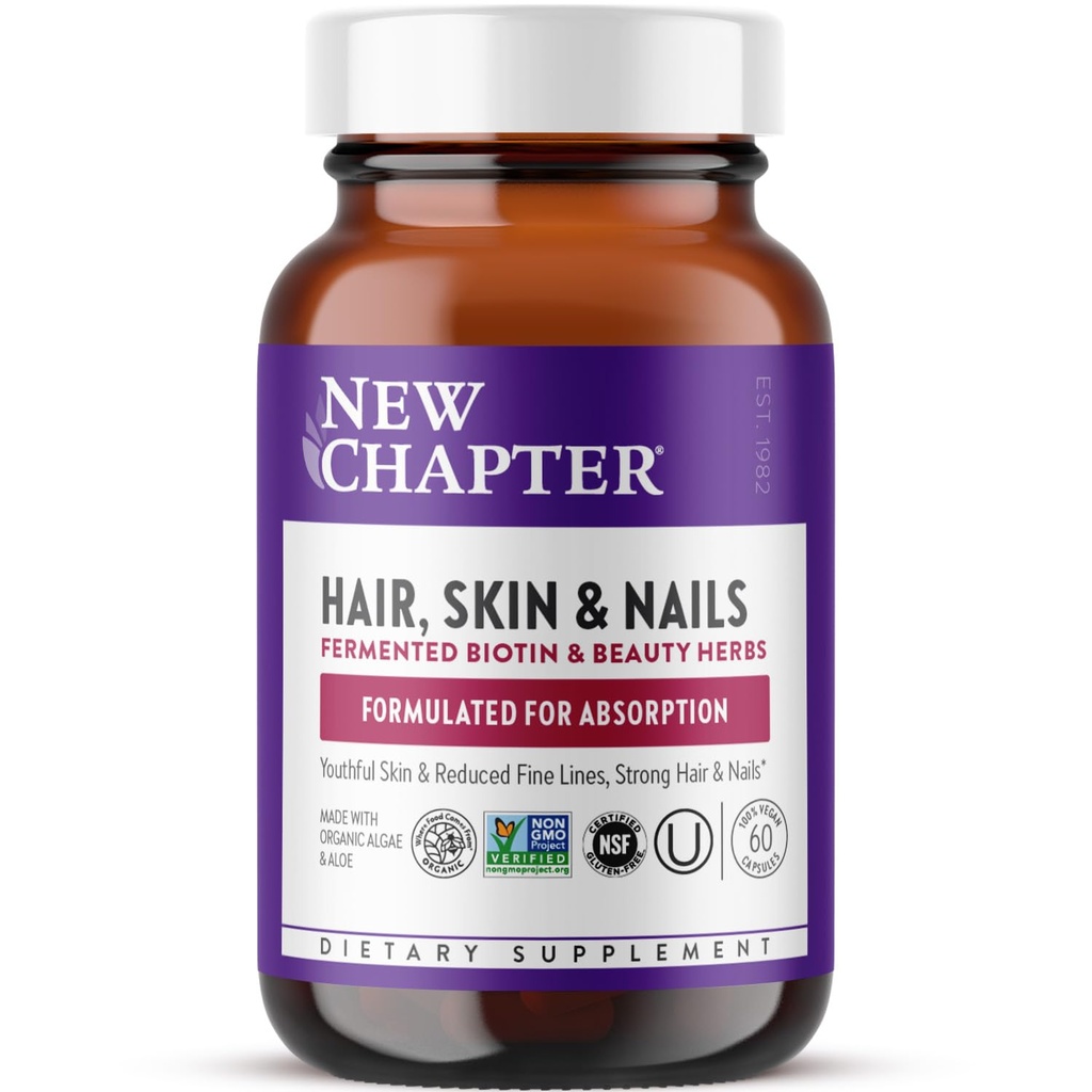 Yeni Bölüm Biotin Supplement, Vegan Hair Skin ve Nails Vitaminleri Fermented Biotin + Astaxanthin - 60 Kont