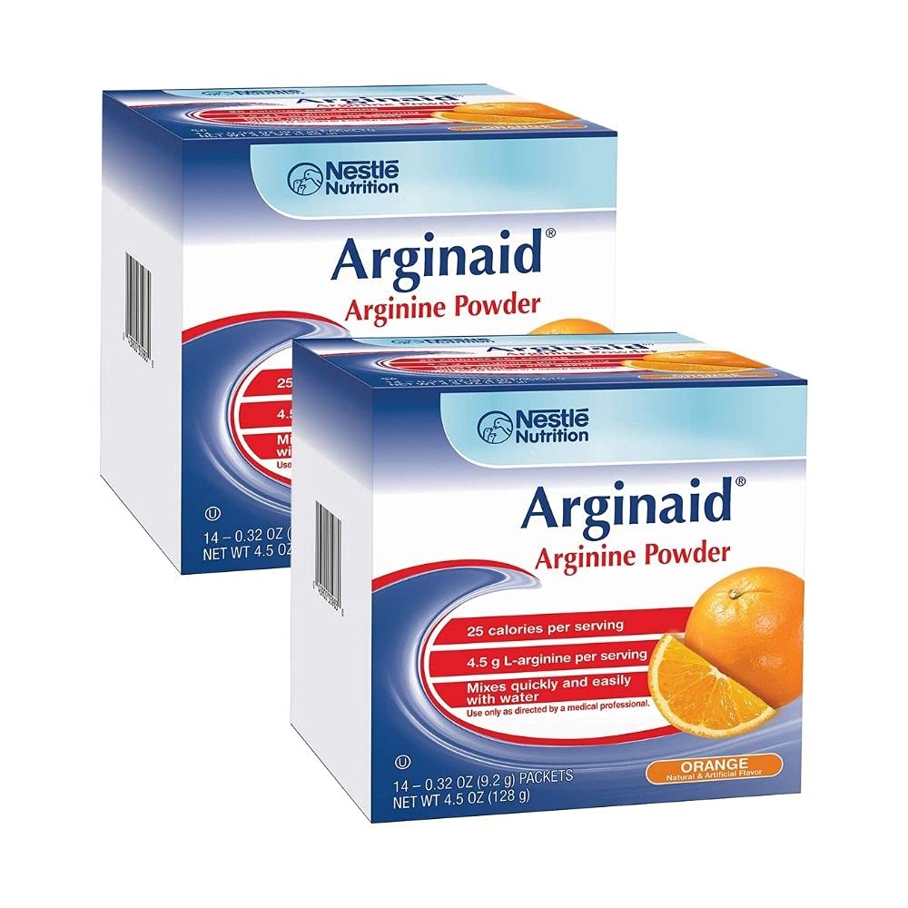Arginaid Arginine Toz İç Mix, Orange - Yara Bakımı için Beslenme - 0.32 OZ Packets (14 CT/Pack) (Pack of 2)