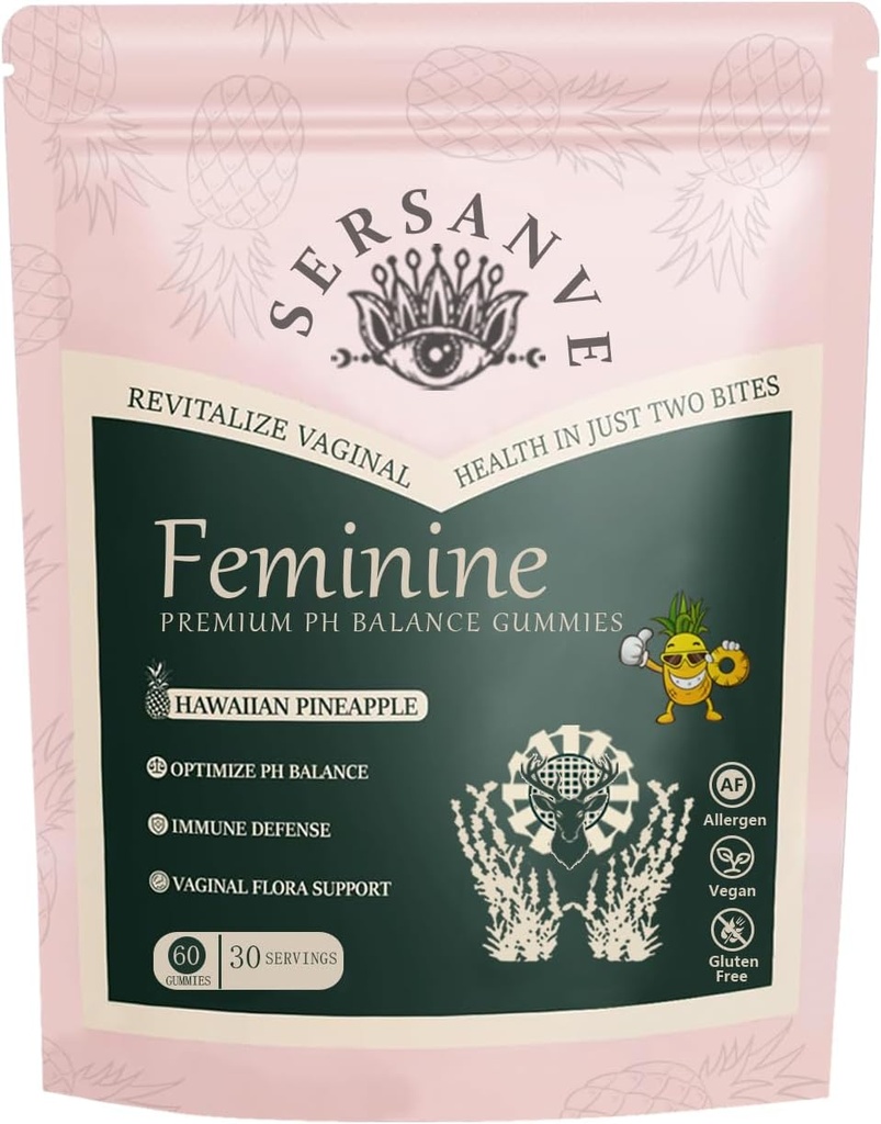 Vital Natural Feminine Balance Gummies for Women Health, Hawaiian Pineapple Flavor, Vegan, Gluten-Free ，Supports Women Vitality & Gut Health - 60 Gummies (1)