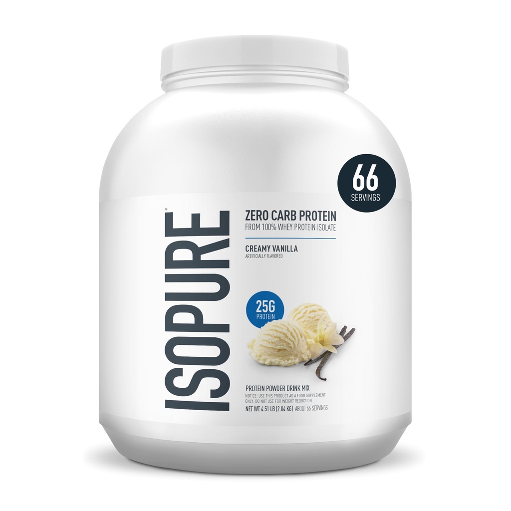 Isopure Zero Carb 100% Pure Whey Isolate protein Toz, Lactose Free, Gluten Free, With Vitamins, Creamy Vanilla, 25g Protein Per Hizmeti, 4.5 Lbs, 66 Hizmet (Pazarlama)