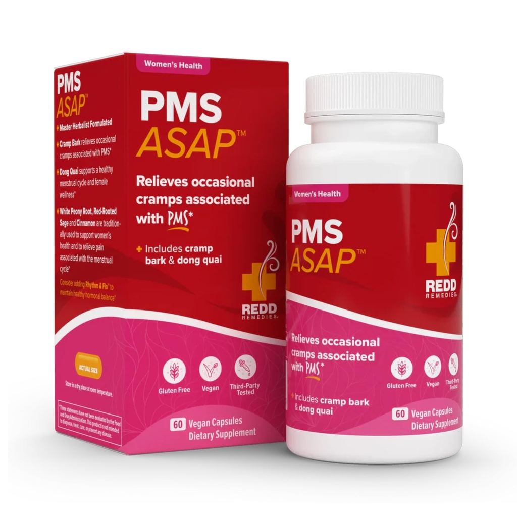 Redd Remedies, PMS ASAP, Cramp Bark & Dong Quai, 60 Vegan Capsules