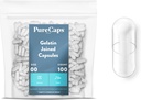 PureCaps USA - Boş Gelatin Capsules Boyutu 00| 100 Joined Pills| Clear| Non-GMO Certified| SLS, Gluten, Preservative Free Free Free