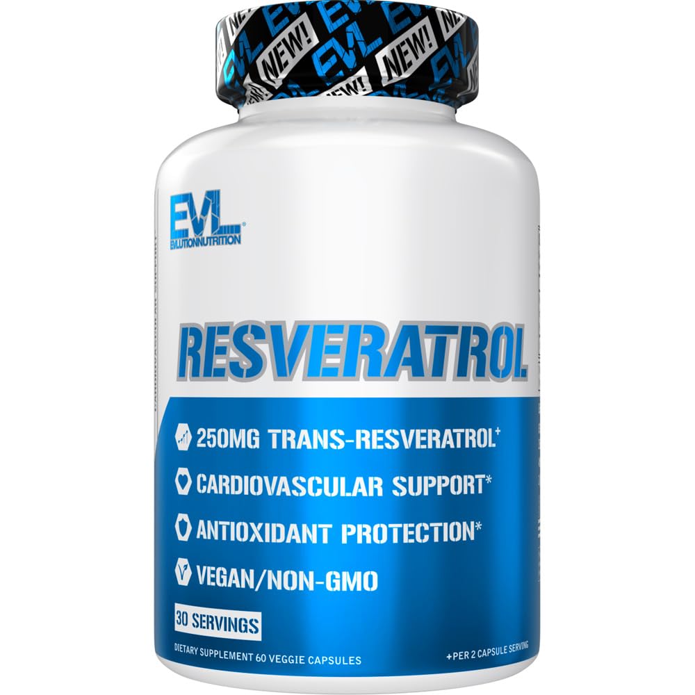 Evlution Anti Aging Trans Resveratrol Supplement Beslenme Super Antioksi Supplement 250 mg Trans-Resveratrol from Resveratrol 500 mg Japon Knotweed Tür Immune and Heart Health