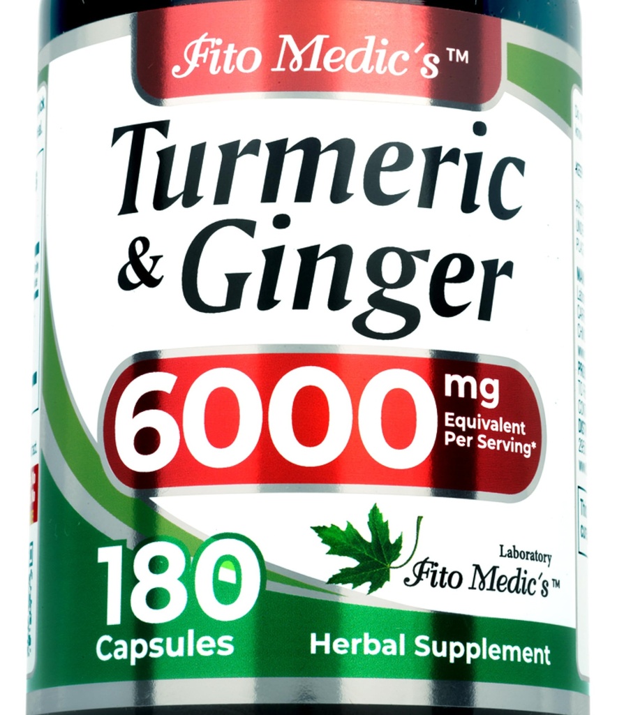 FITO MEDIC'S Lab | Turmeric ve Ginger Supplement | 6000 mg | 180 Caps | Ultra yüksek Aborpsiyon, s.