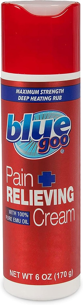 Blue Goo Pain Relieving Cream – FSA & HSA Eable, maksimum Güçlü, Deep Isıtma Rub, Made w/ 100% Pure Emu Oil, 6 oz (1 Pack)