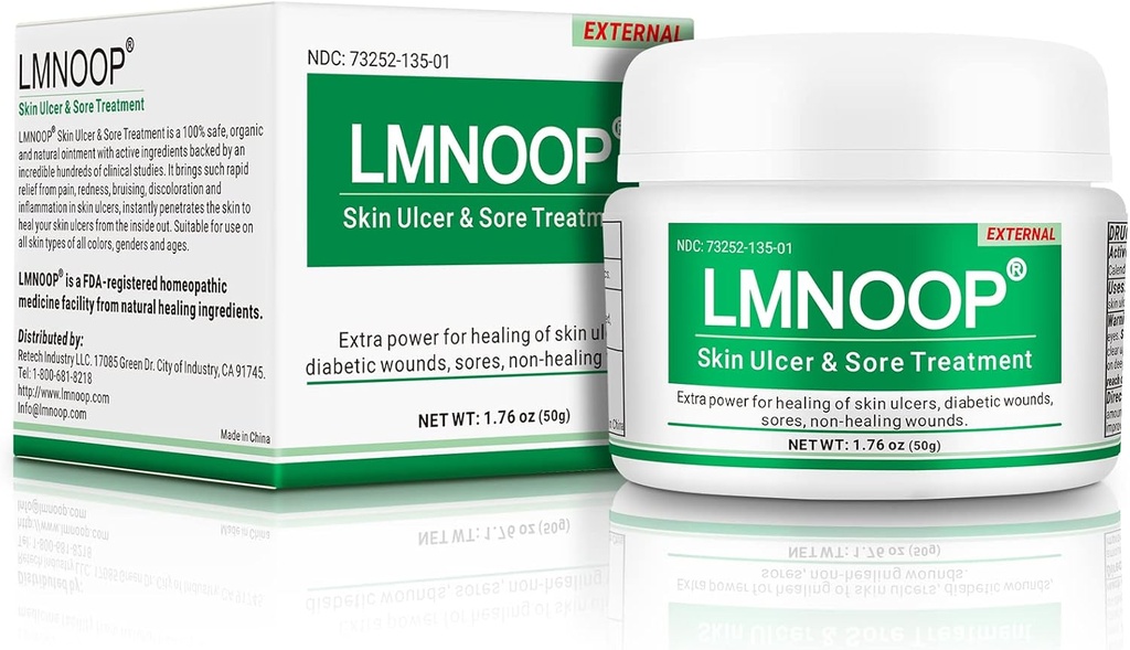 LMNOOP® Skin Ulcer Healing Ointment, For Foot & Leg Ulcers, Sores, Varicose Ulcers, Stasis Ulcers, Bedsores, Cuts, Burns, Skin Enfeksiyonları, Doğal Malzemeler Derin Yararlar