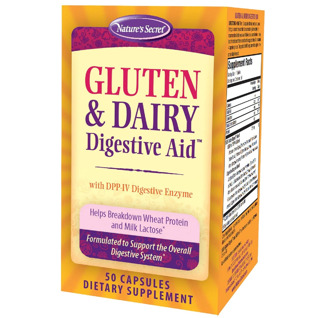 Nature's Secret Gluten & Dairy Digestive Aid - 50 Capsules - Break Down Buğday Protein & Milk Lactose - 25 Hizmetler