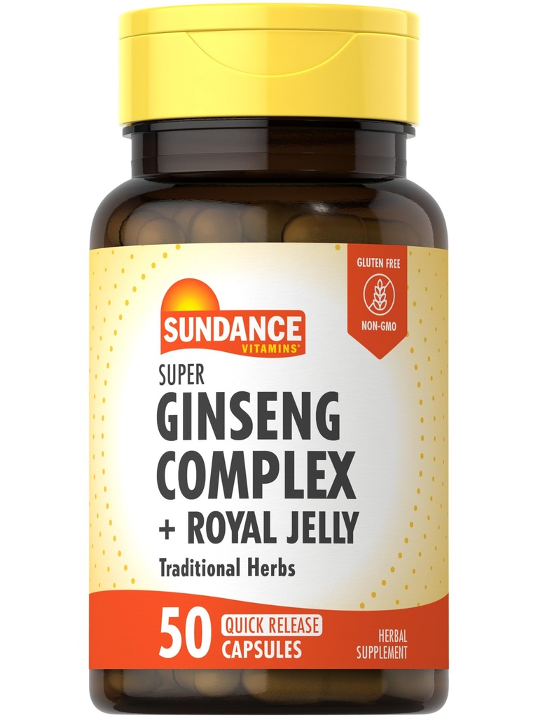Sundance Super BTC Kompleksi | Royal Jelly | 50 Hızlı Yayın Kapsülleri | Non-GMO ve Gluten Free Traditional Herb Supplement
