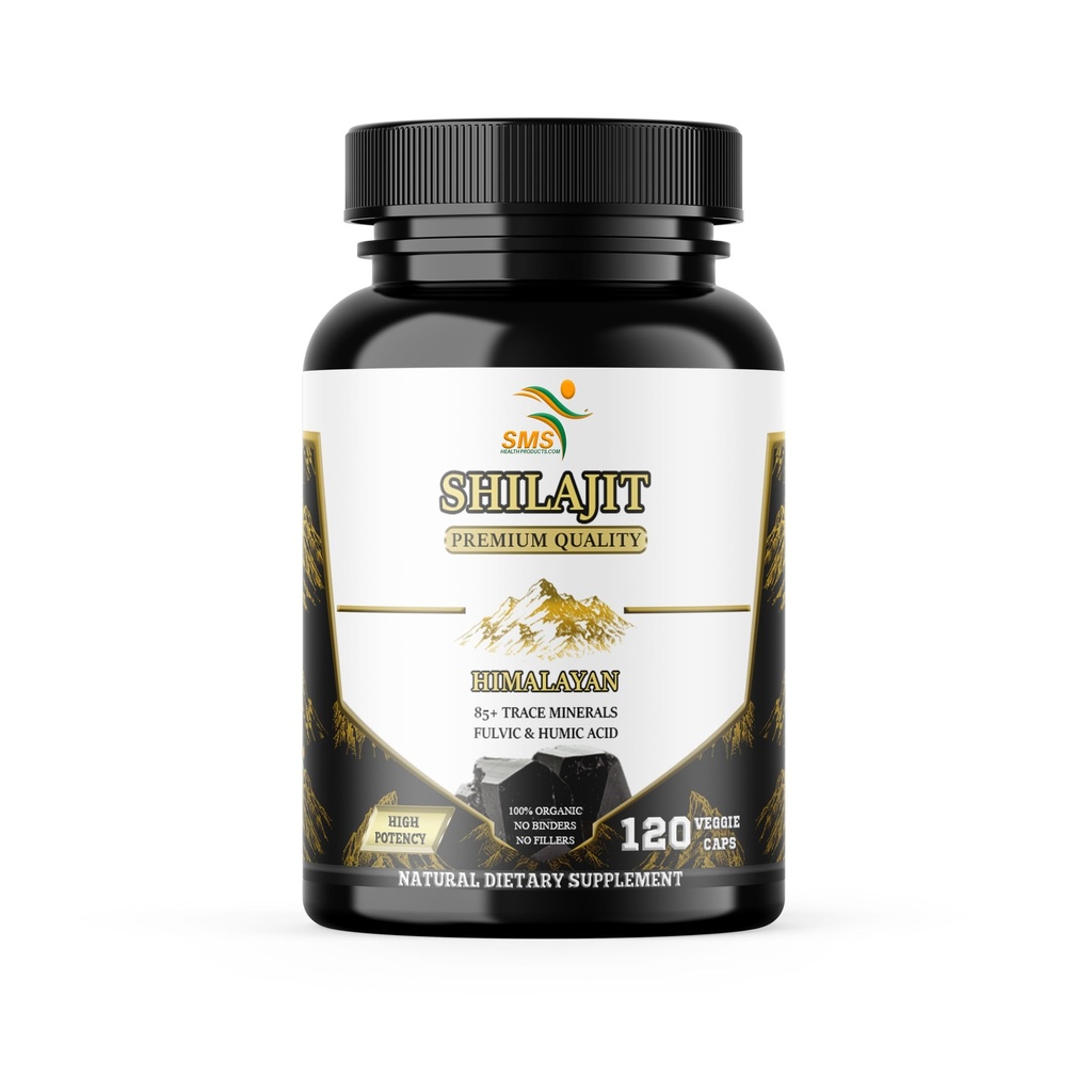 Shilajit Pure Himalayan Capsules (Fulvic Acid Supplement) hizmet başına 1000 mg Organik Shilajit ekstraksiyonu 120 (85+ Trace Minerals, No Fillers, No Binders)