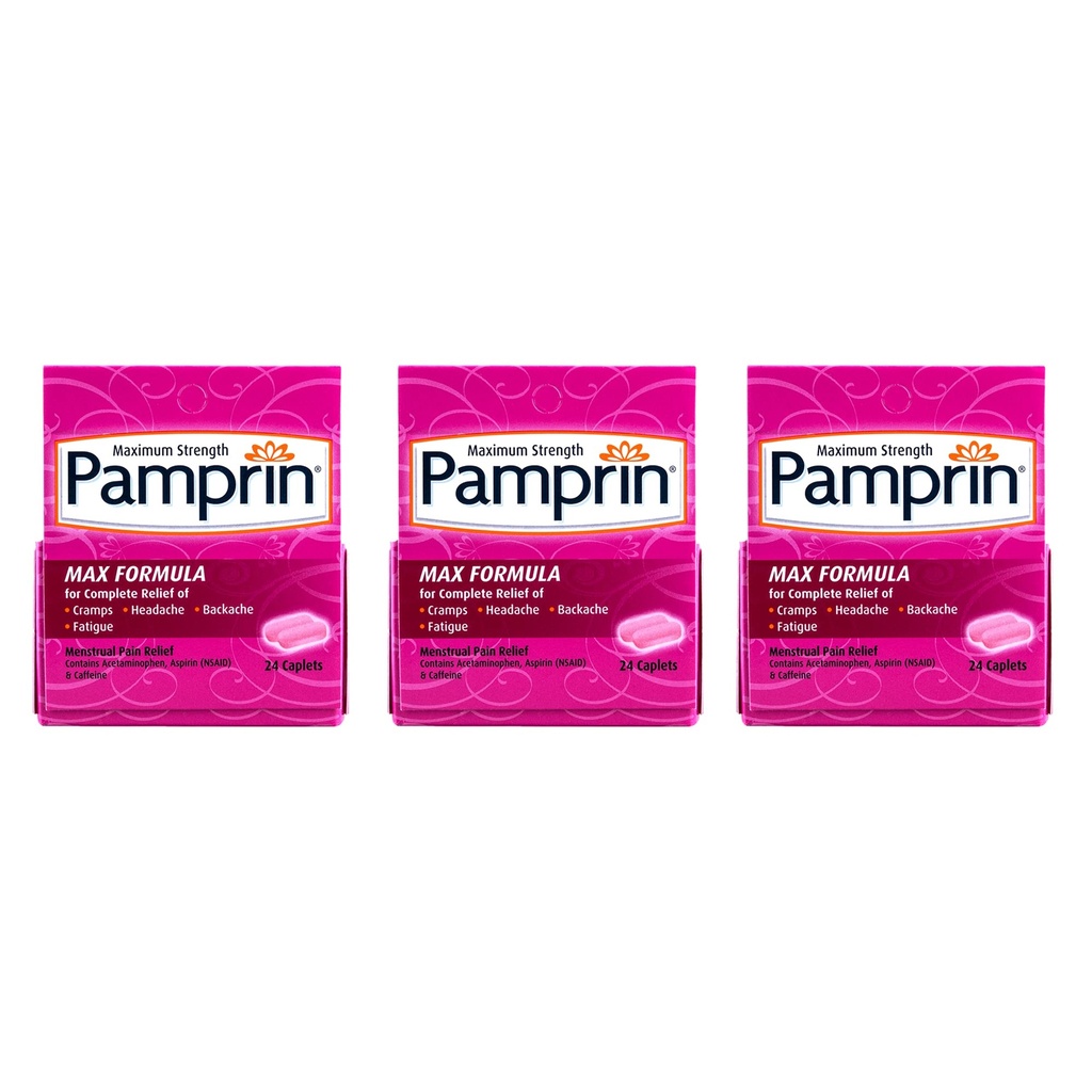 Pamprin maksimum Güçlü Formula, 24 Caplets (Pack of 3)