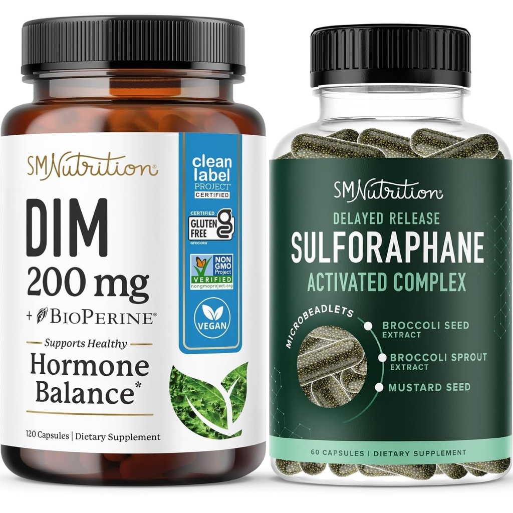 Sulforaphane Kompleksi 200 mg DIM Supplement for Advancedd Estrogen Balance for Women | Advanced Microbeadlet Technology Hormon Dengesi (60 Hizmet) Diindolylmethane Capsules (120 Hizmet) ile