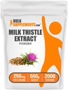 BulkSupplements.com Milk Butle Extract Toz - Herbal Supplement, Milk Thistle Supplement - Gluten Free, 250 mg per Service, 500g (1.1 lbs) (Pack of 1)