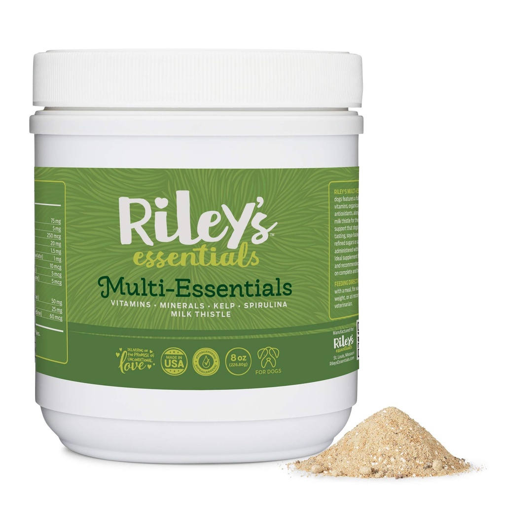 Riley'nin Köpekler için Multivitaminleri - Vitaminler, Mineraller, Spirulina, Kelp ve Süt Beslenme Desteği için Butle - Puppy ve Senior Dog Vitaminleri - 8oz Toz