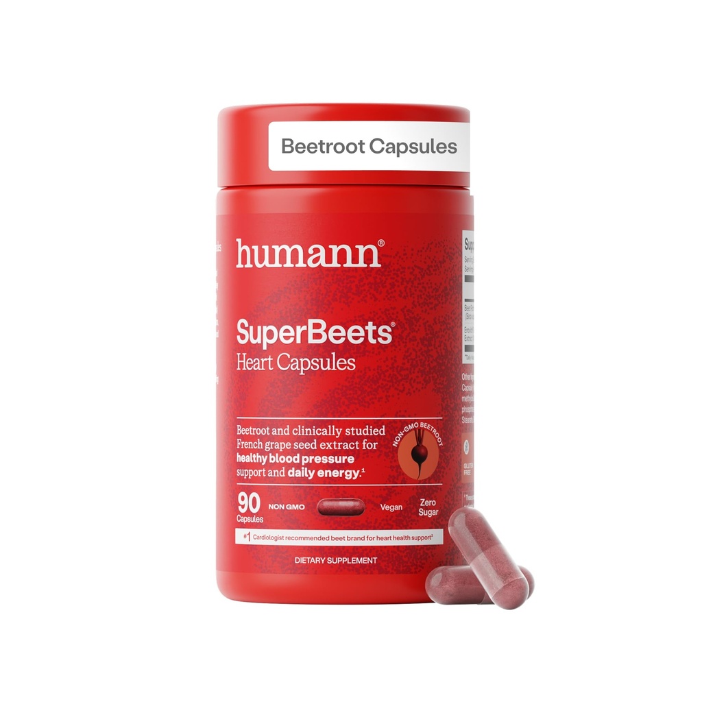 HumanN SuperBeets Beet Root Capsules Quick release 1000 mg, Helps Support Nitrik Oksit Production, Blood Pressure, Heart Health, Contains Non-GMO Beetroot Toz, Studied Antioksis 90 Count