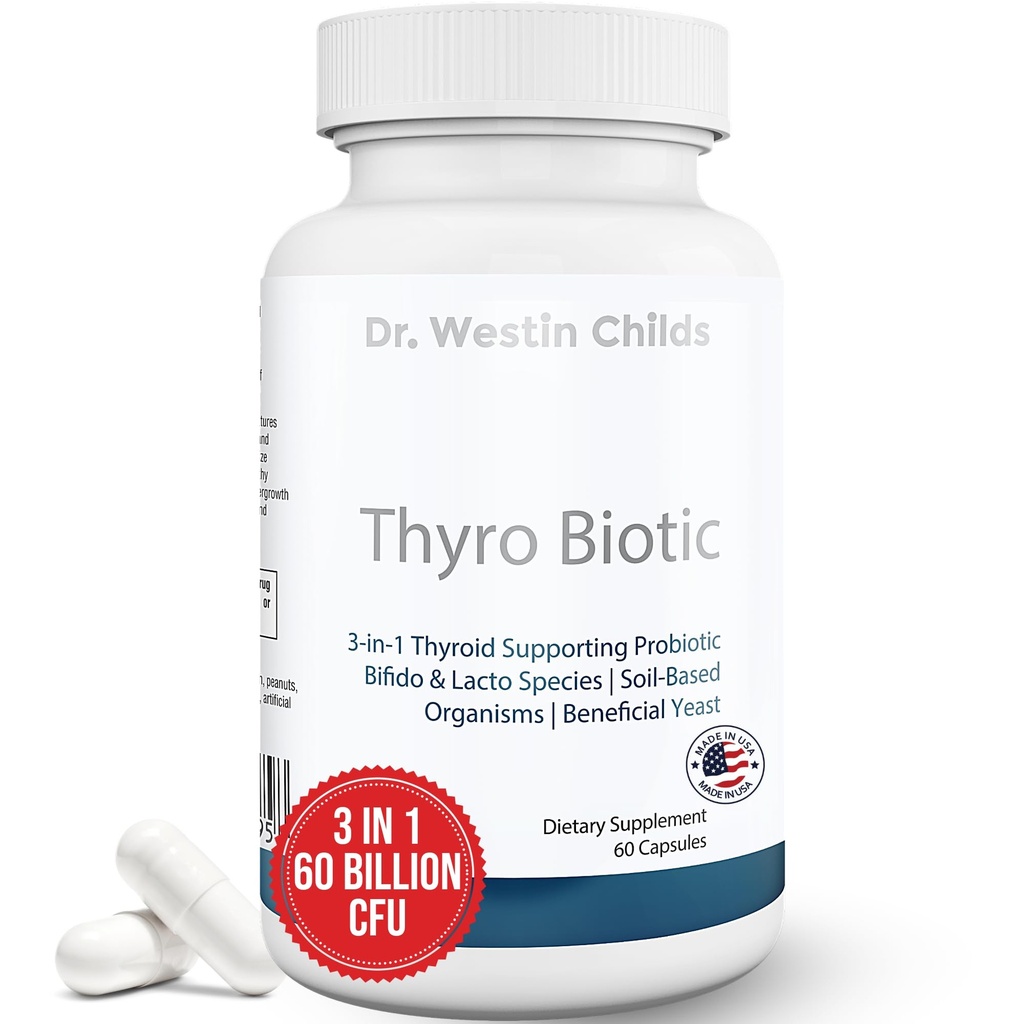 Dr. Westin Childs Thyro Biotic | Probiyotik for Women - Support Yourroid, Digestive Health & Hormons | Saccharomyces boulardii, Bacillus coagulans, lactobacillus & bifido 60 Milyar CFU | 30 Hizmet