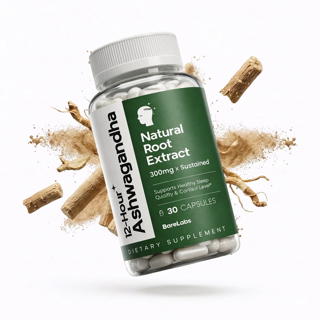 Ashwagandha 300 mg + 12 Saat Zaman Yayın Kökleri (Prolanza®) + Stres, Uyku ve Enerji Desteği Erkekler ve Kadınlar için Tamam - 30 Gün Supply